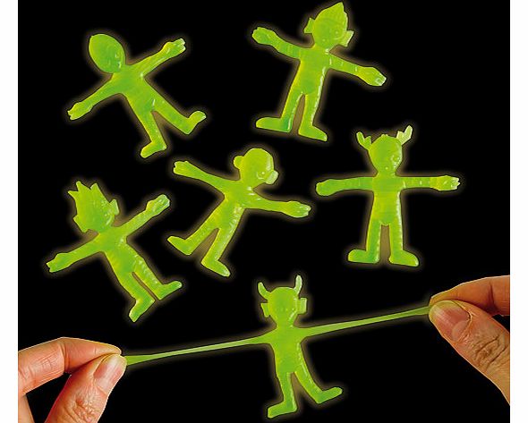 Yellow Moon Glow in the Dark Stretchy Aliens - Pack of 6