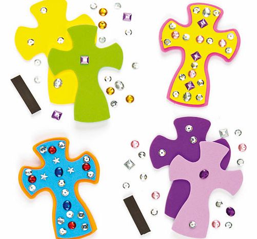 Yellow Moon Jewelled Cross Magnet Kits - Pack of 4