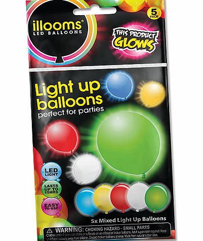 Yellow Moon Light Up Balloons - Pack of 5
