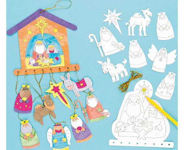 Yellow Moon Nativity Colour-in Mobiles - Pack of 4