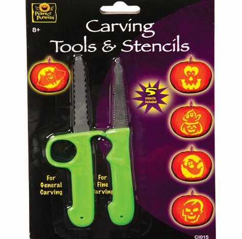 Yellow Moon Pumpkin Carving Tools and Stencils - Per set