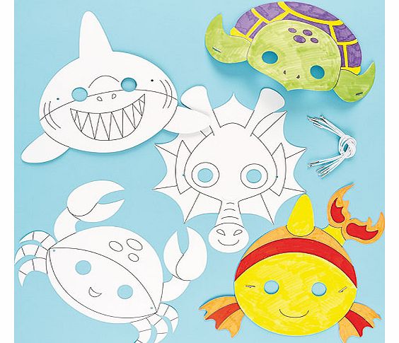 Yellow Moon Sealife Colour-in Masks - Pack of 6
