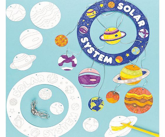 Yellow Moon Solar System Colour-in Mobiles - Pack of 4