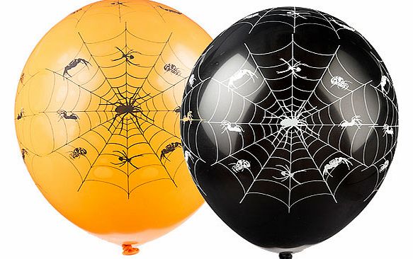 Yellow Moon Spider Web Balloons - Pack of 6