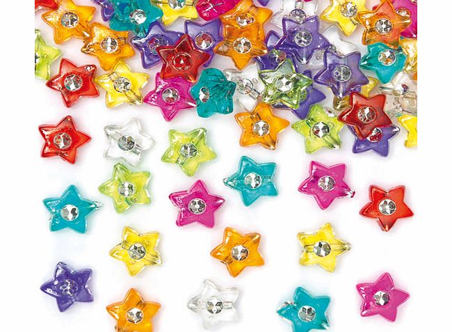 Yellow Moon Star Diamante Beads - Pack of 300
