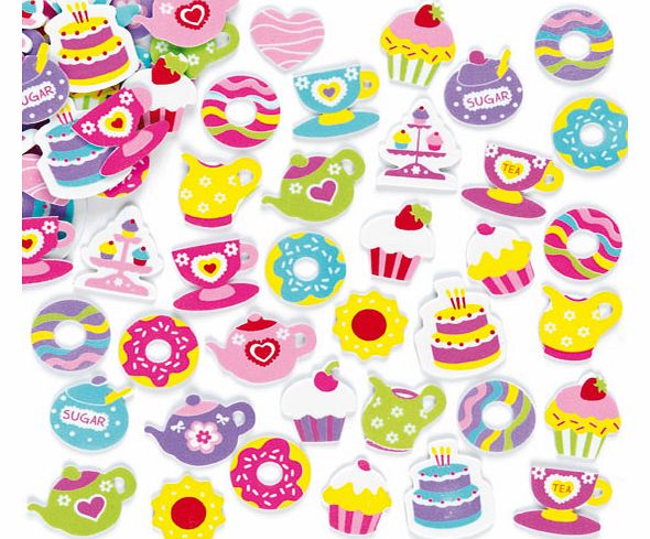 Yellow Moon Tea Time Foam Stickers - Pack of 120