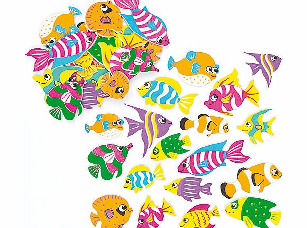 Yellow Moon Tropical Fish Foam Stickers - Pack of 100