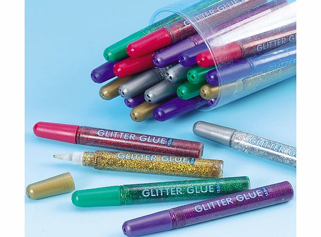 Yellow Moon Tub of Glitter Glue Pens - Tub of 24
