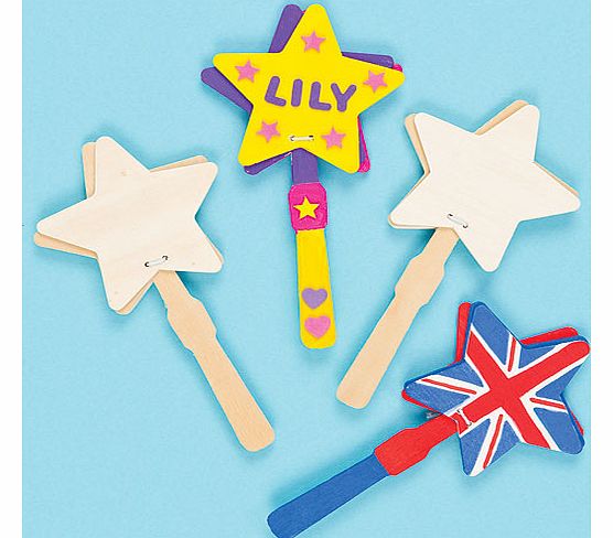 Yellow Moon Wooden Star Clappers - Pack of 4