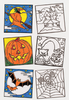 Halloween Colour-in Window Decorations