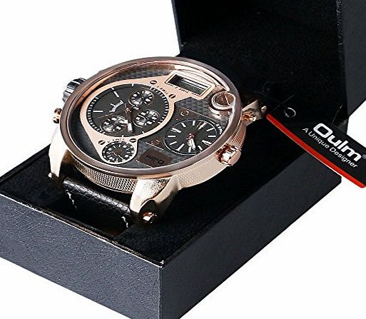 YISUYA 5.5cm Big OULM 9316B Brand Tag Designer Military Japan Movement Watch Mens Sports Hours Rose Gold Clock with Gift Box