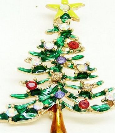 YOKIRIN Christmas Brooch Christmas Tree Design Costume Jewellery Sparkly Crystal Artificial Diamond Christmas Brooch Pin - Style1