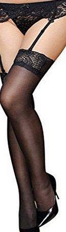 Yolev Womens Garter Belt Black Lace Hosiery Thigh High Stockings with Adjustable Suspender Belt