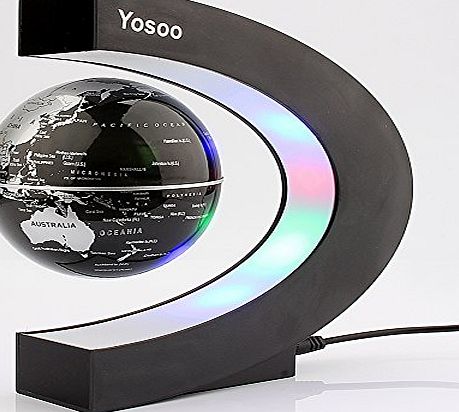 Yosoo C shape Decoration Magnetic Levitation Floating Globe World Map LED Light - Christmas Gift