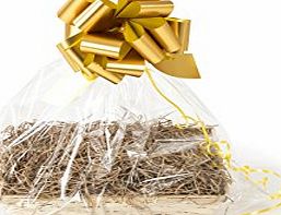 Your Gift Basket The Beale (Large) Manila Shred, Gold Bow - Any Occasion Gift Basket Kit, Bamboo Tray
