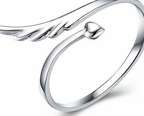 YQing Angel Wing Heart Silver Eternity Rings Christmas Gift Silver Promise Love Ring Wedding Jewelry