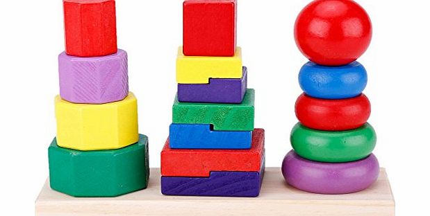 Zeagoo Children Baby Toys Kids Building Blocks Geometric Stacker Toddler Wooden Toy