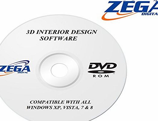 ZEGA Digital 3D House amp; Home Interior Design Software, Planning for Kitchen, Bathroom, Bedroom, Garden etc Disc DVD CD CAD Alternative