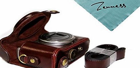 Zenness PU Leather Camera Case, Cover Bag for Sony Cyber-shot DSC-HX60 HX50 HX30 Compact Digital Camera (Coffee)