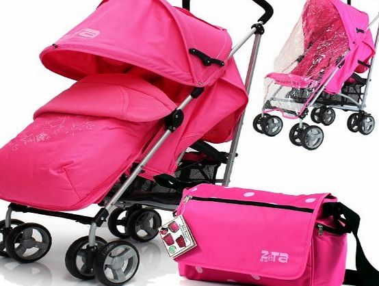 ZETA Baby Stroller Zeta Vooom Complete - Raspberry (Pink) With (Hamp;S) Footmuff, Headhugger, Changing Bag And Raincover