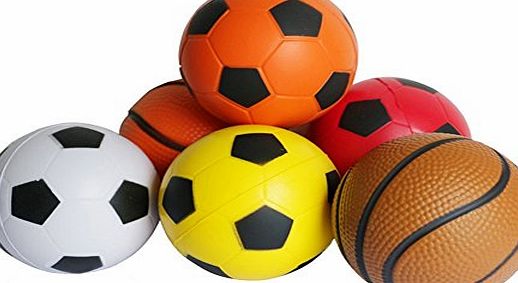 ZHONG TAI TOYS Set of 6 Mini Foam Basketball Soccer Football Softball Ball Game Boy Girl Party Favors Fun Sports Play Stress Squeeze Balls Toy Birthday Gifts for Kids Toddlers (Style A)