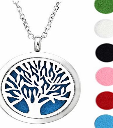 Zysta Stainless Steel Aromatherapy Perfume Essential Oil Fragrance Diffuser Necklace Locket Pendant with 6 Washable Pads, 24 inches